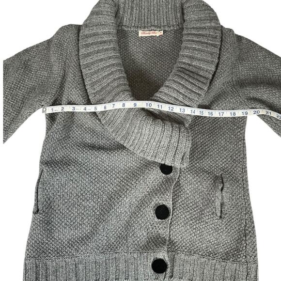 Vintage Dorothy Lee Gray Wool-Cashmere Bubble Sleeve Black Velvet Buttons Medium - Picture 11 of 13